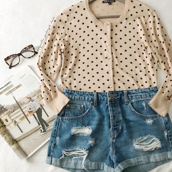 Cable & Gauge Sweaters - Tan + Black Polkadot Cardigan